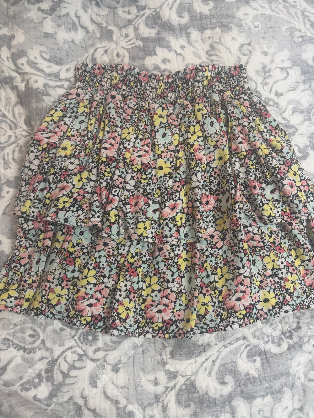 No Boundaries Floral Tiered Mini Skirt - Pink, Yellow & Mint